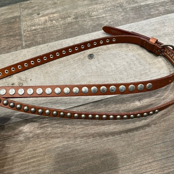 Sam Brown twist Double Silver Embellished Belt Brown Leather Medium Euro 85 $74 - Picture 3 of 7